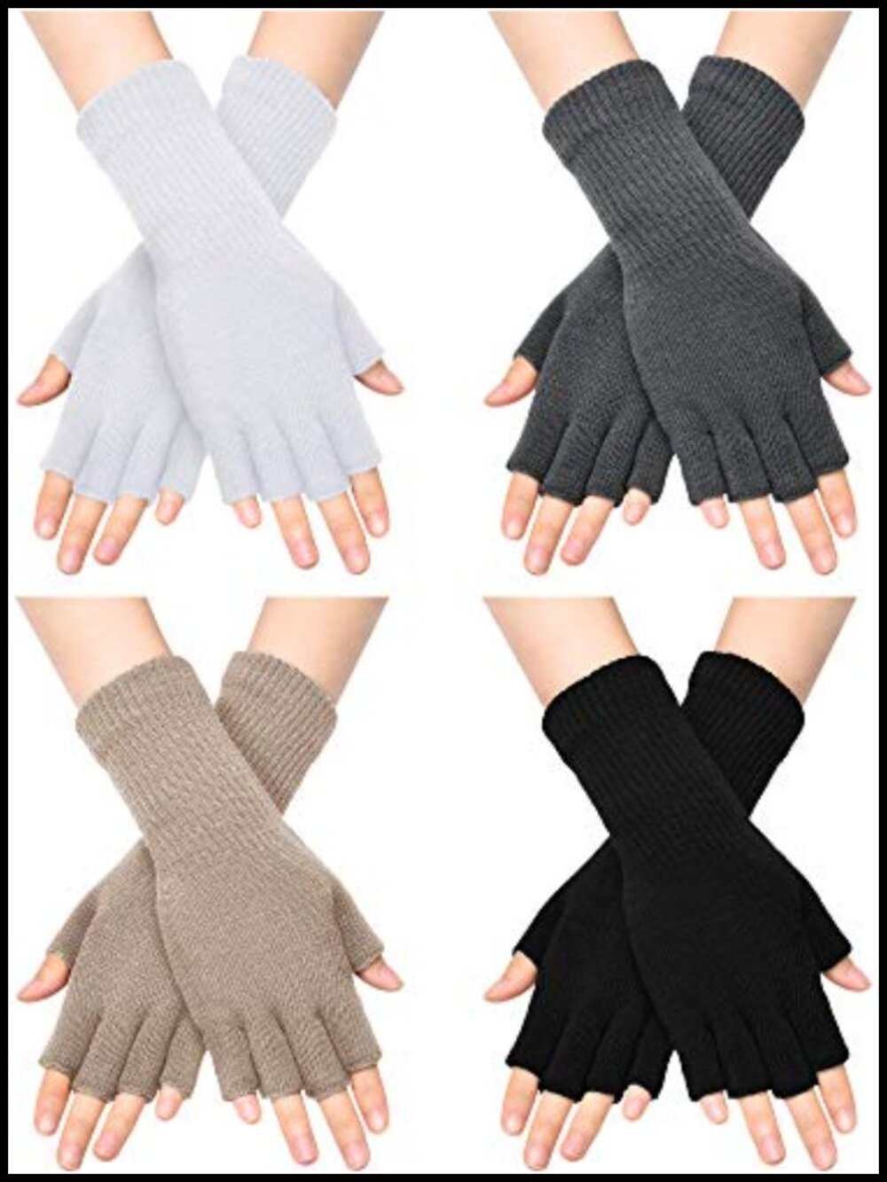 Knitted Fingerless Winter Gloves Acrylic Blend Warm Typing